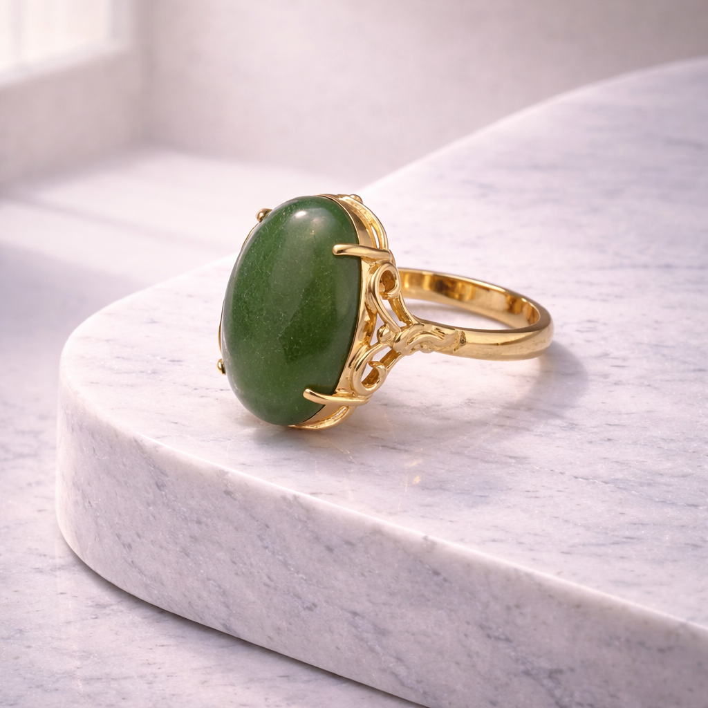 Zlatý prsteň s nefritom na mieru – ručná výroba zlatého prsteňa s kameňom